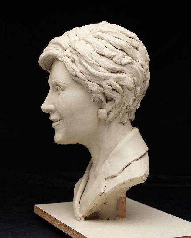 First Lady Laura Bush - Portrait Sculpture by Susan Bahary